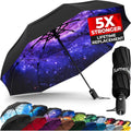 TUMELLA Strongest Windproof Travel Umbrella - Compact & Automatic