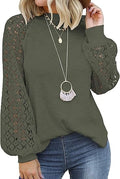 MIHOLL Womens Lace Long Sleeve Casual Loose Blouse - Elegant Balloon