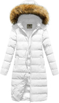 Women's Long Winter Faux Fur Puffer Coat - Slim, Warm, Water-Resistant