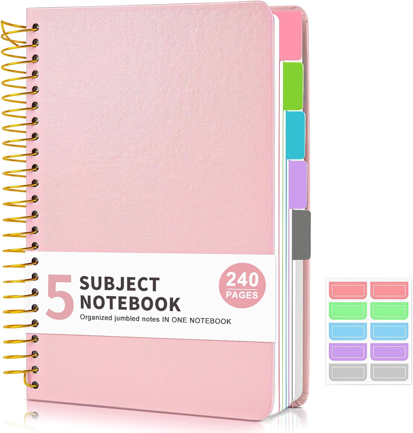 JASLEKO Pink 5x7 Notebook w/ Removable Tabs