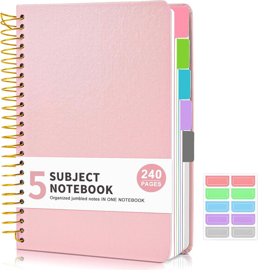 JASLEKO Pink 5x7 Notebook w/ Removable Tabs