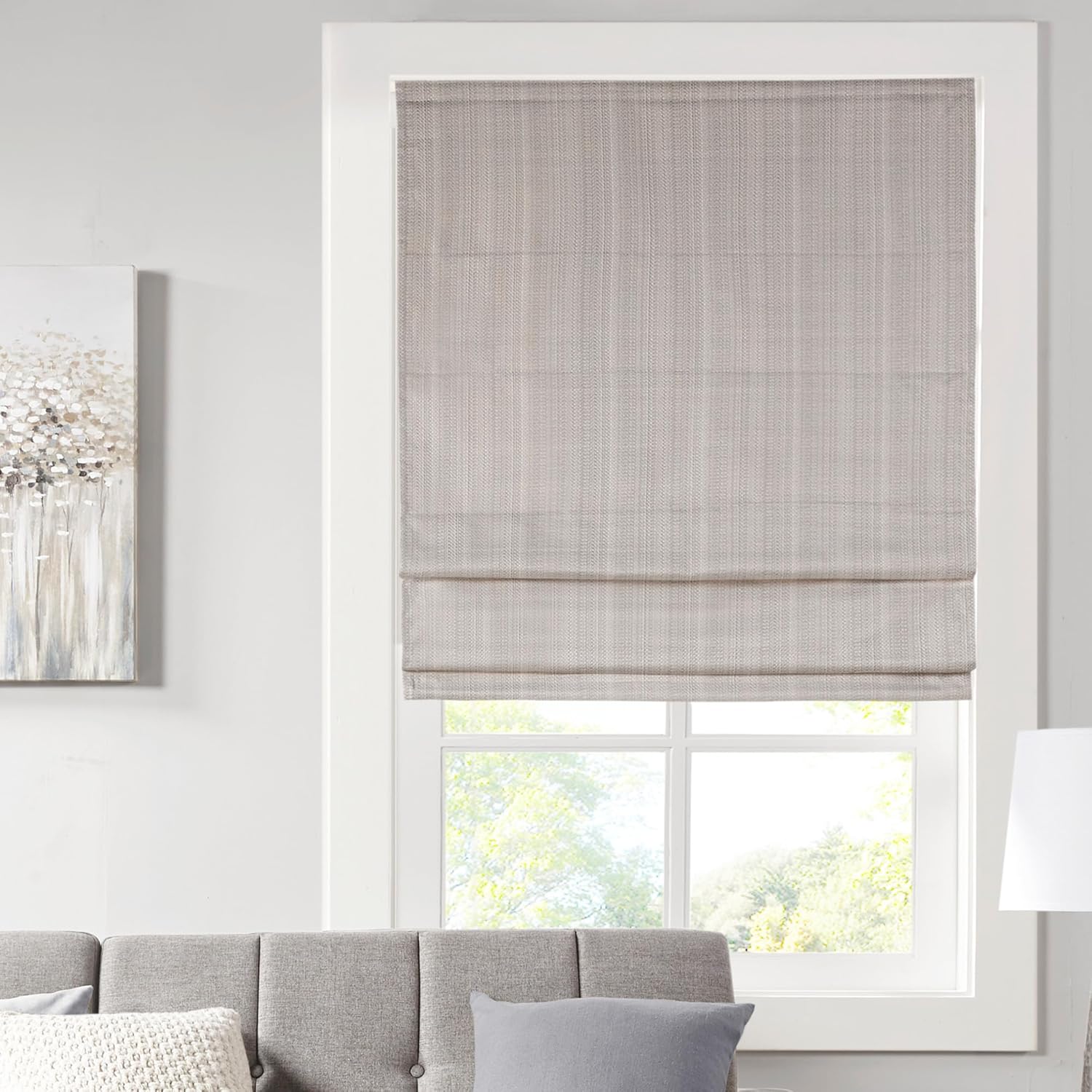 Madison Park Galen Cordless Fabric Privacy Roman Shade 39inW x 64inH