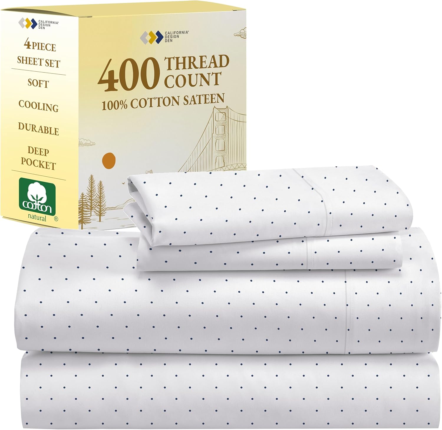 California Design Den Full Size Bed Sheets Set - 400 Thread Count