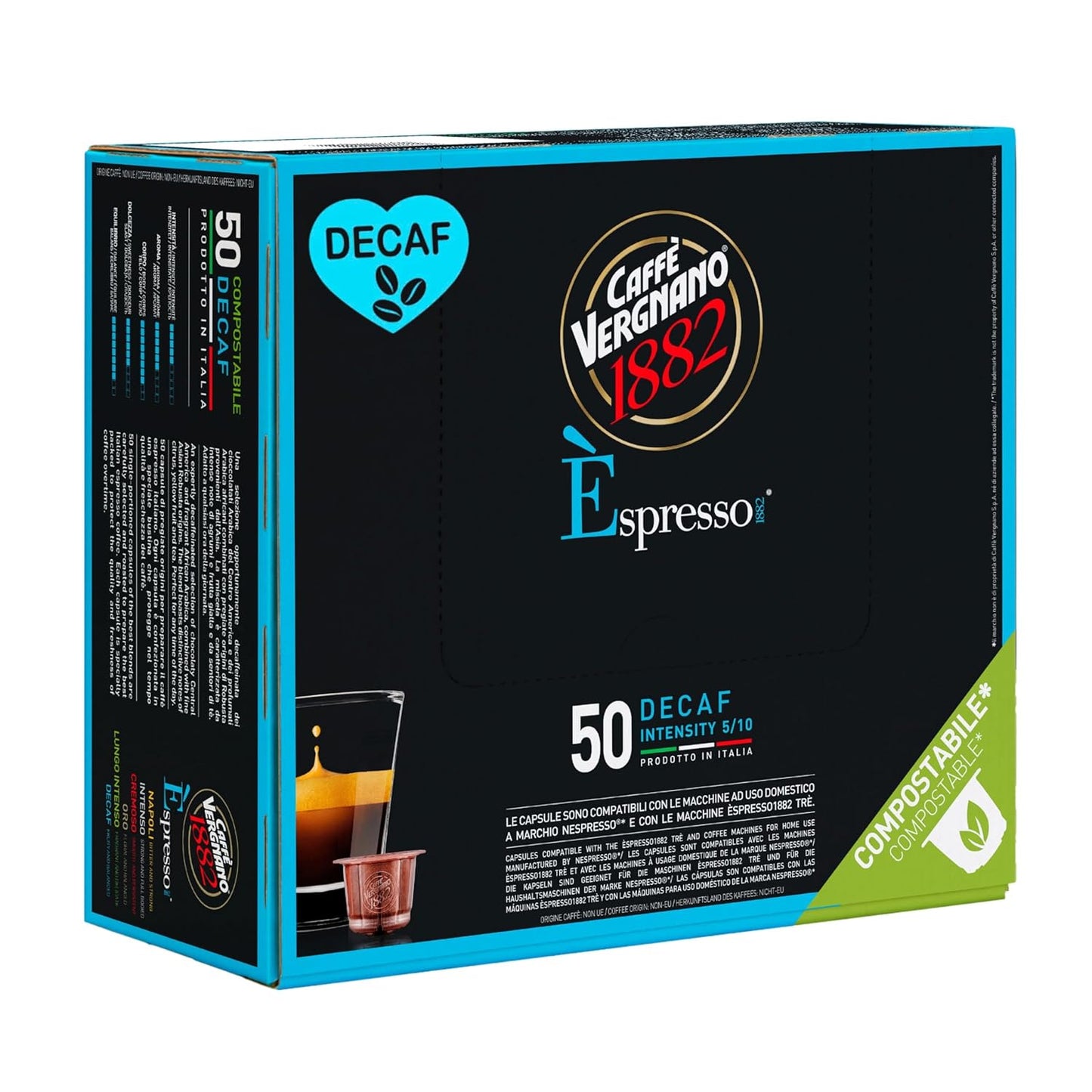 Caffe' Vergnano 1882 Decaf Espresso Capsules for Nespresso Machines
