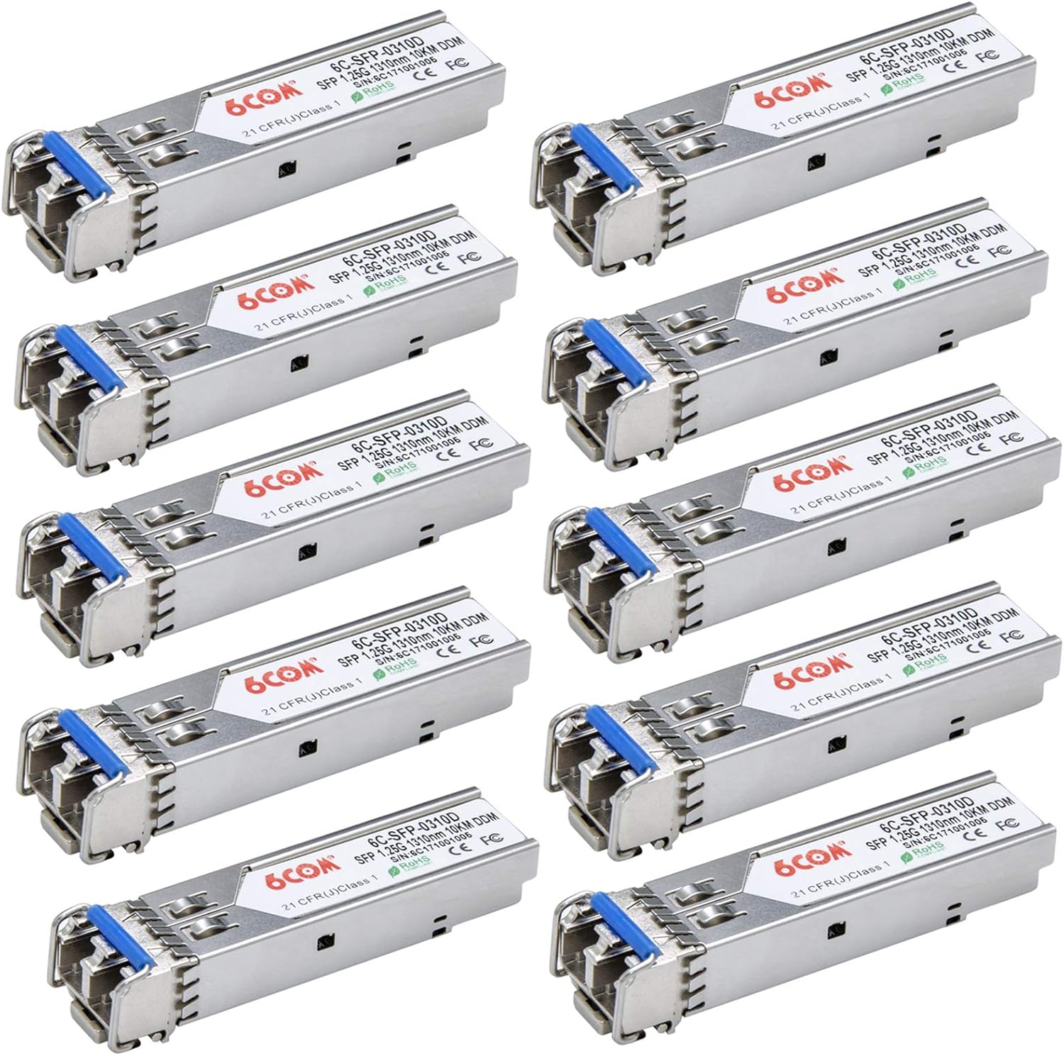 10Pack 1.25G SFP Transceiver Module for Cisco and More