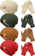 Women Winter Hats and Gloves Set - 8 Piece Warm Touchscreen Beanie Kit