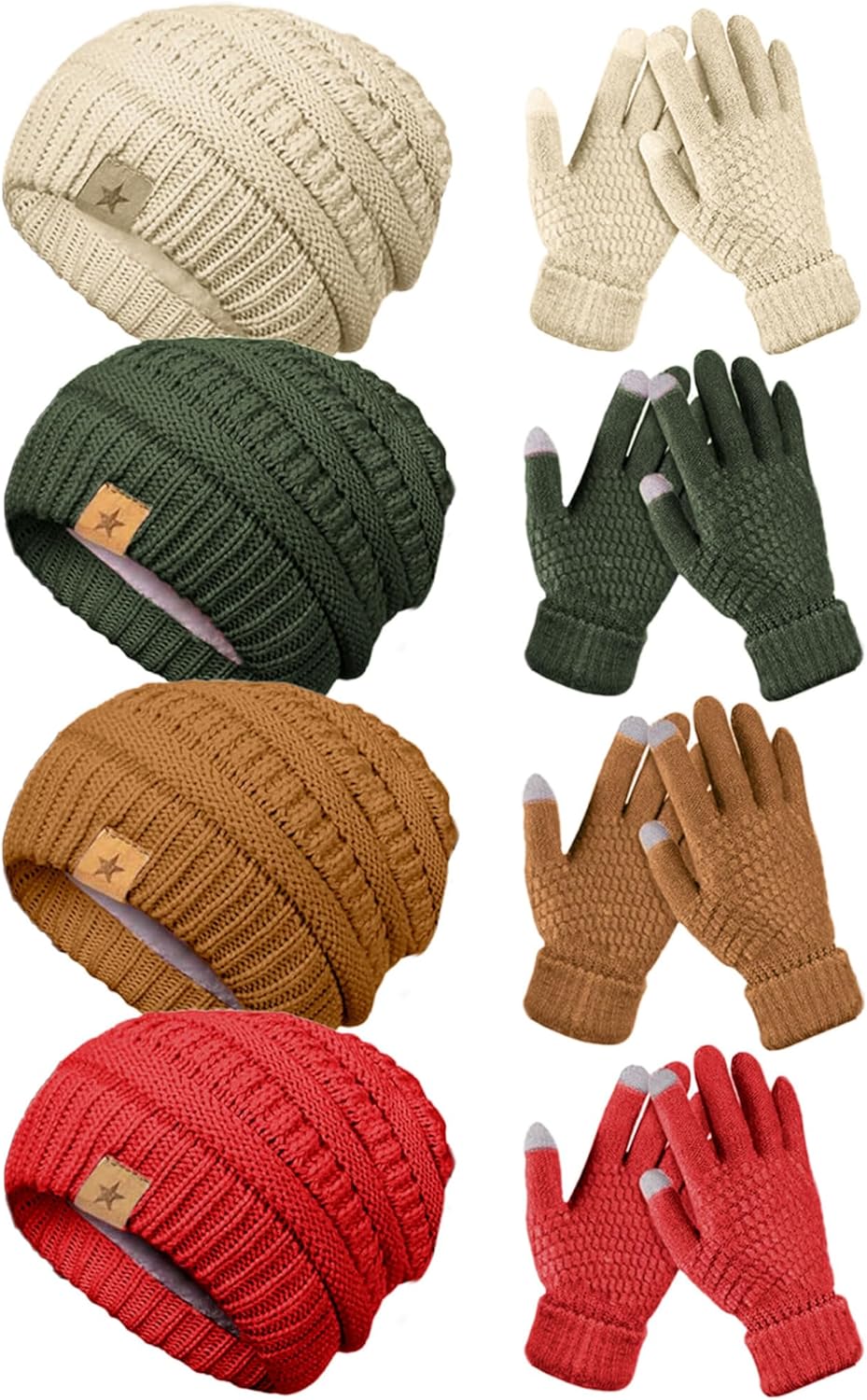 JaGely 8 Pieces Women Winter Hats and Gloves Set for Cold Days