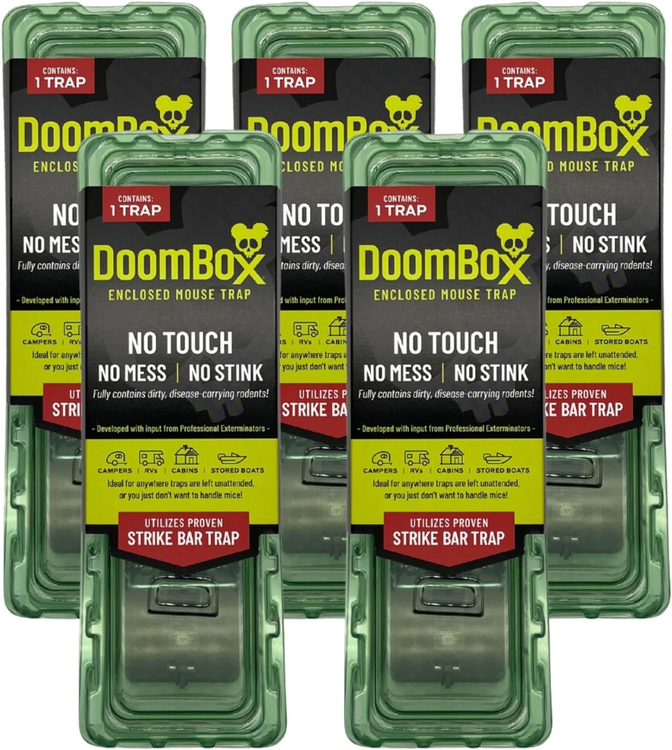 DoomBox Green Enclosed Mouse Trap with Patented Click-It Closure