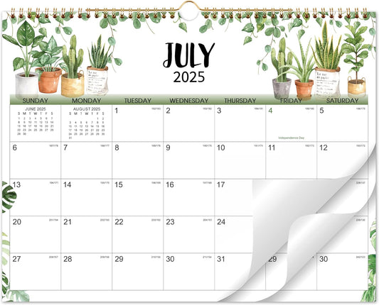 2025-2026 18-Month Wall Calendar 15 x 11.5 - Thick Paper, Twin-Wire, Julian Dates - Plants