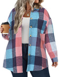 IN'VOLAND Women's Plus Size Plaid Shacket - Warm Oversized Flannel