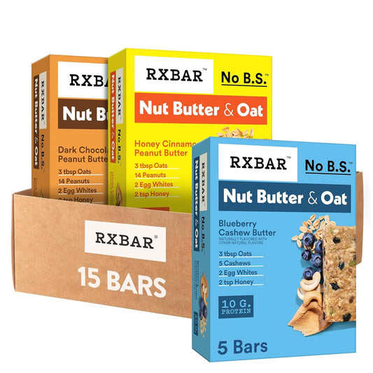 RXBAR Nut Butter and Oat Protein Bars Variety Pack for Snacking