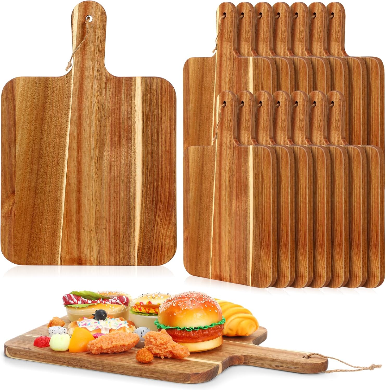 16 Pcs Acacia Wood Cutting Boards for Kitchen and Serving