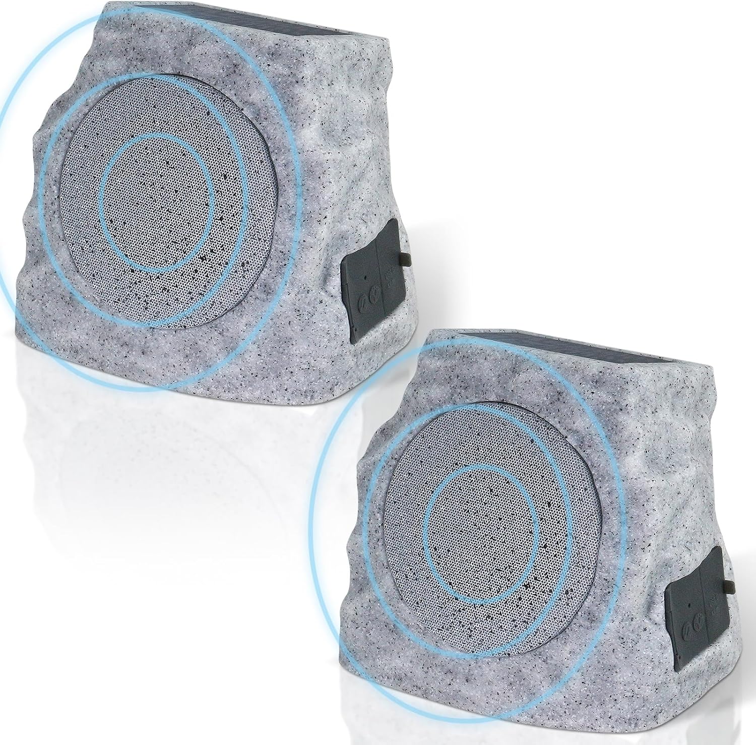 2-Pack Solar Powered Rock Speakers for Outdoor Enjoyment