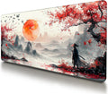 Large Japanese Gaming Mouse Pad White and Red - Extended XL Desk Mat