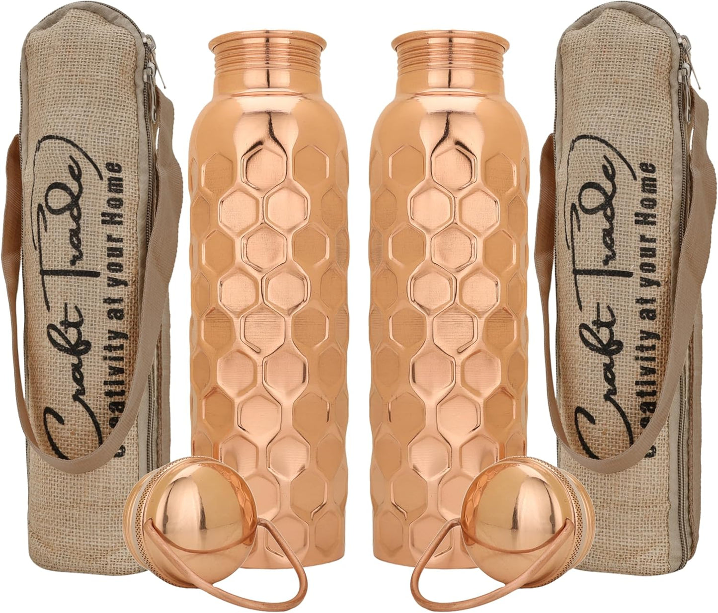 Hammered Pure Copper Bottle Pack for Healthy Hydration