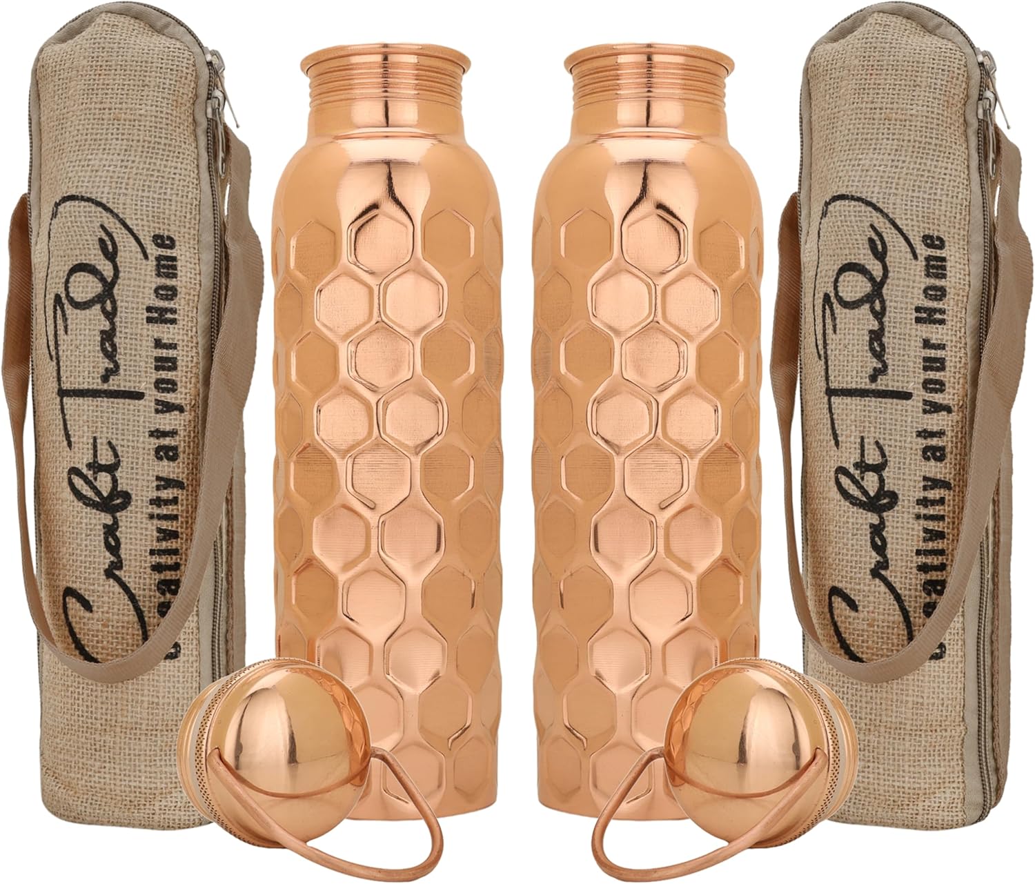 Hammered Pure Copper Bottle Pack for Healthy Hydration