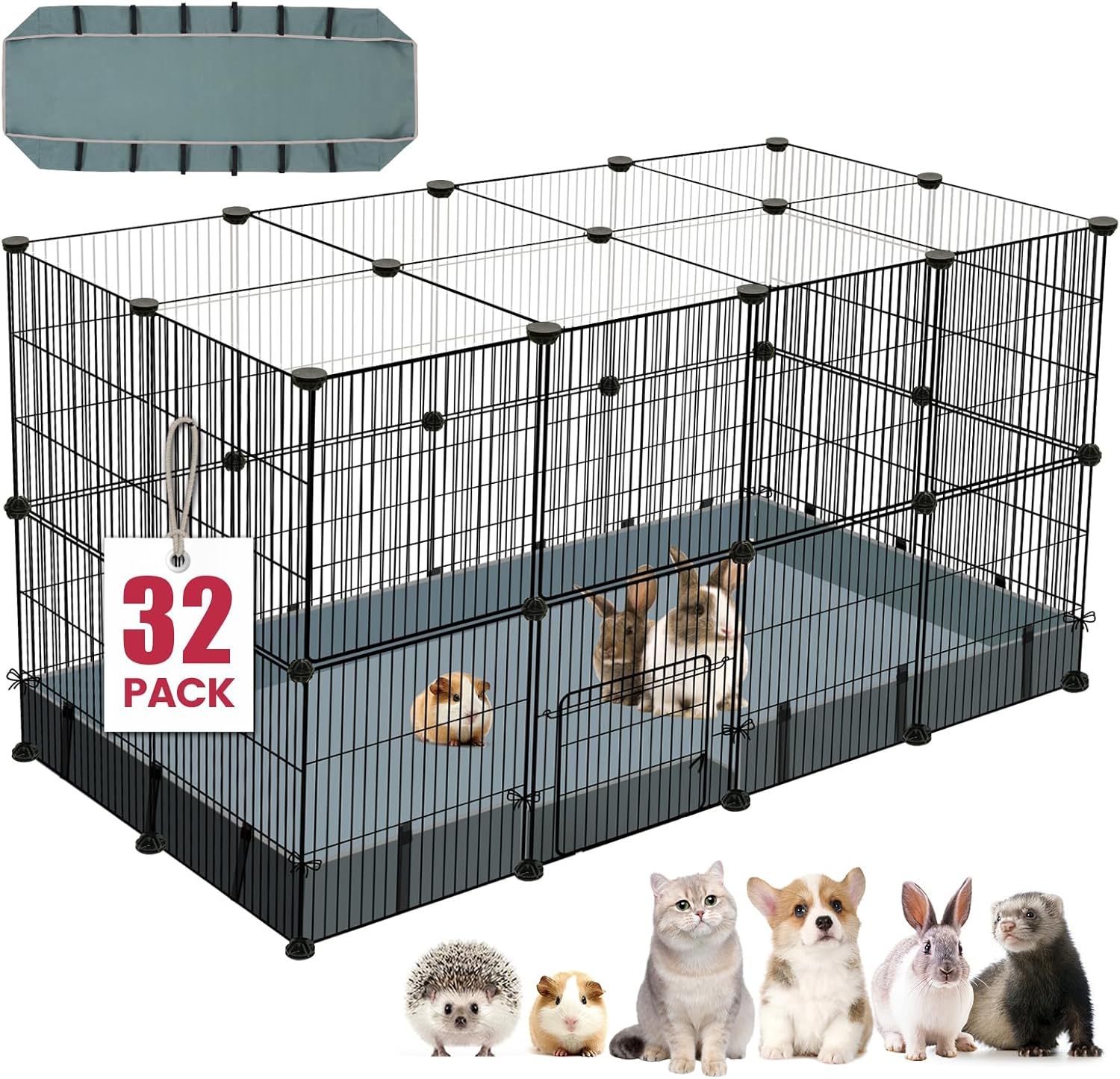 Durable 32 Panels Small Animal Playpen for Indoor and Outdoor Use