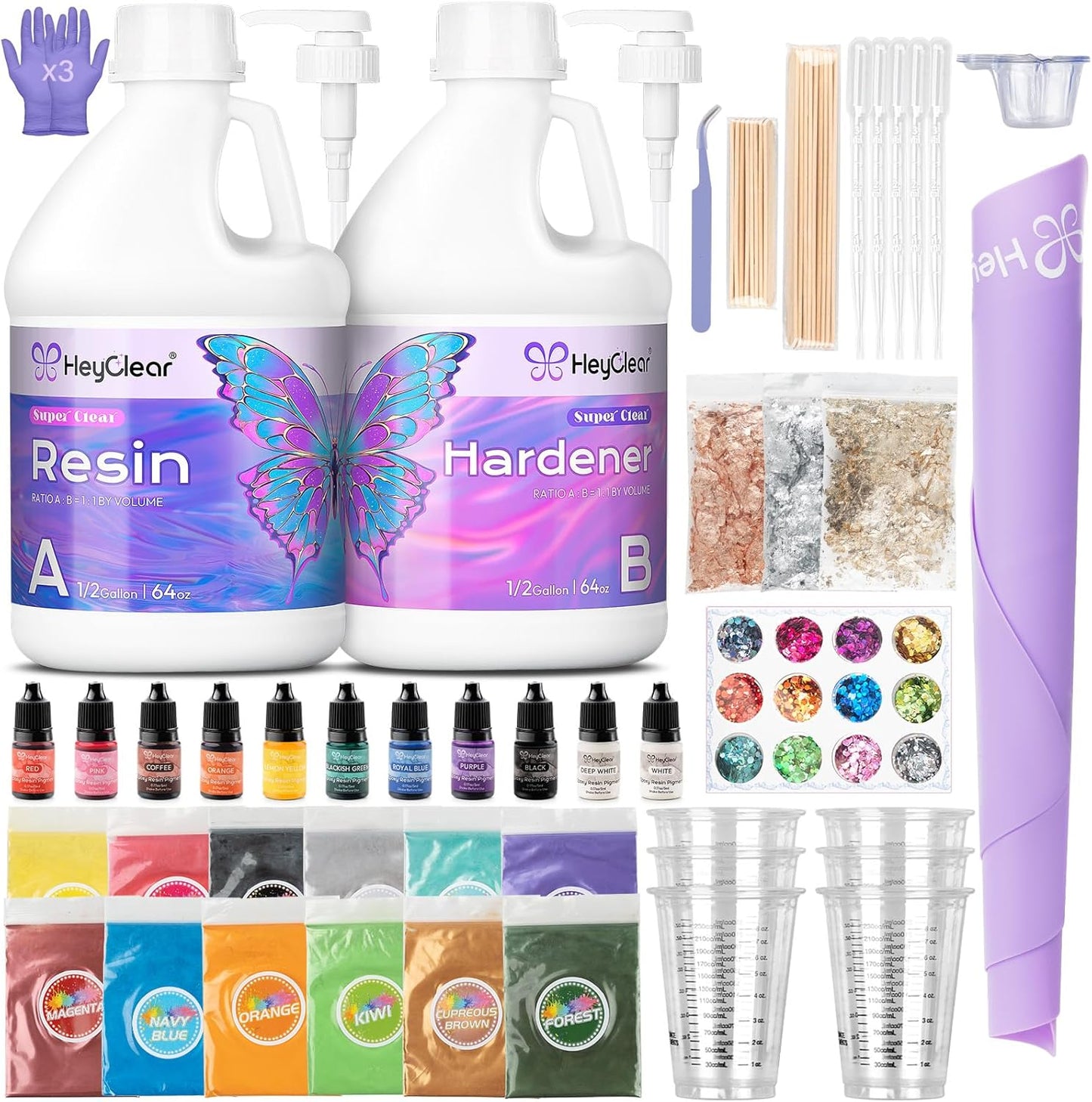 HeyClear 1 Gallon Epoxy Resin Kit for DIY Crafts and Art