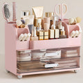 Makeup Organizer for Vanity with Brush Holder - Large Pink Cosmetic