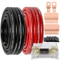 1/0 Gauge CCA Battery Cable Kit - Heavy Duty Car Audio Wiring