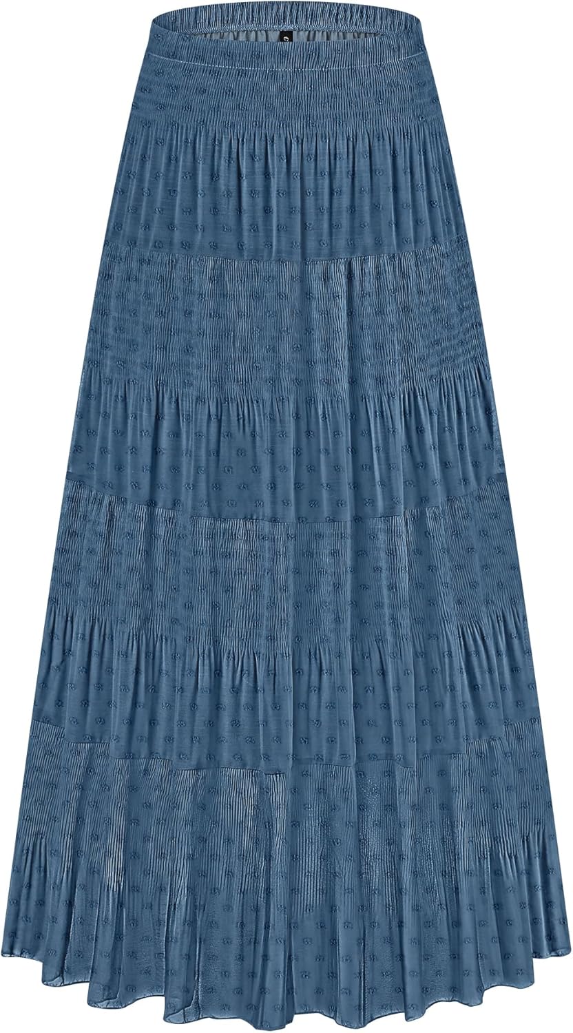 Chiffon High Waist Tiered Floral Maxi Skirt for Women