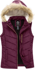 Women's Thicken Winter Puffer Vest with Removable Fur Hood - Warm