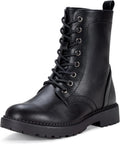 Vepose Women's Combat Ankle Black Flat Boots - Comfortable Everyday up