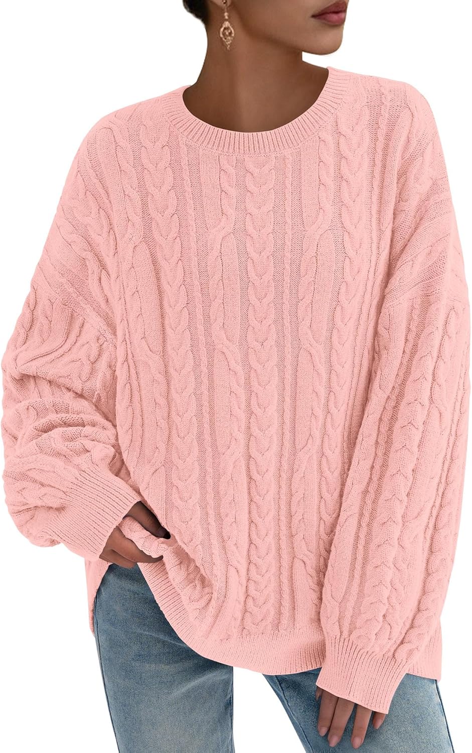 KIRUNDO Oversized Cable Knit Sweater for Women in Fall 2025
