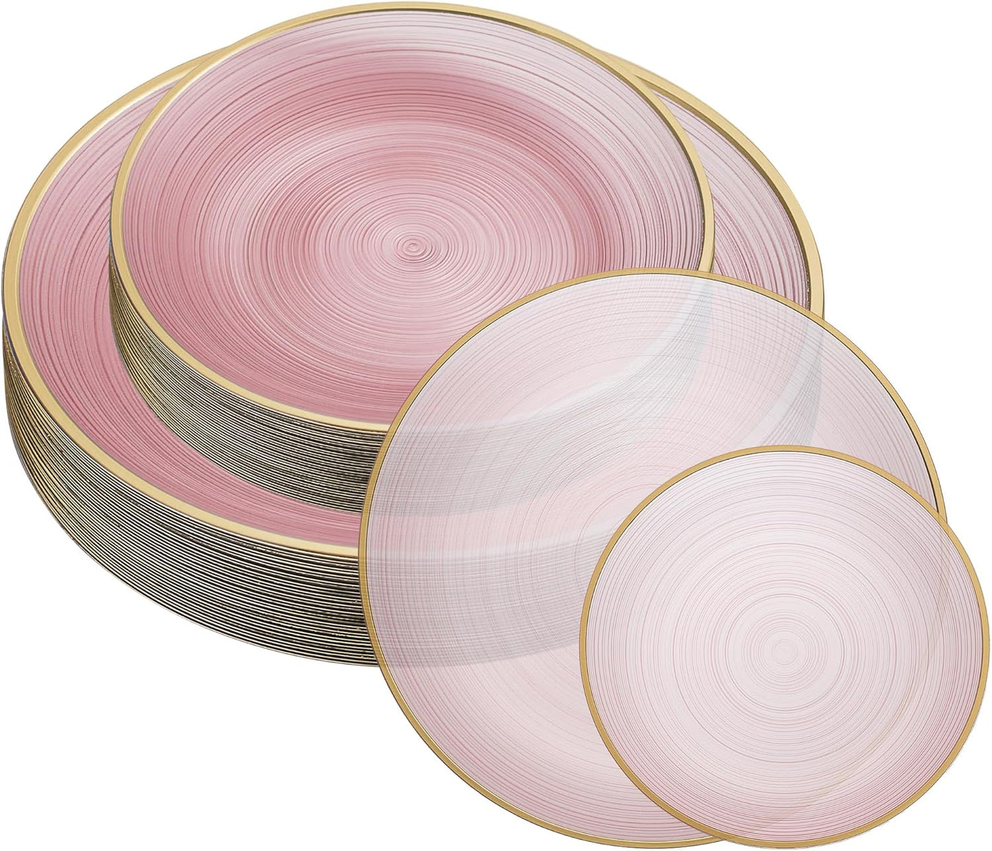 Elegant Disposable Plates Combo Pack with Gold Rim for Events