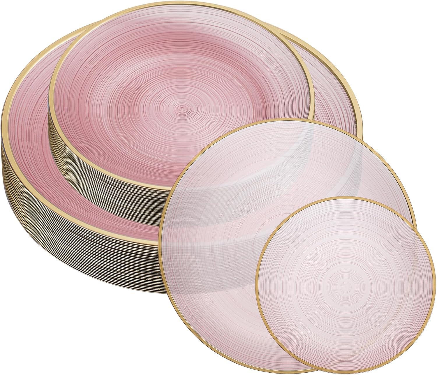 Elegant Disposable Plates Combo Pack with Gold Rim for Events