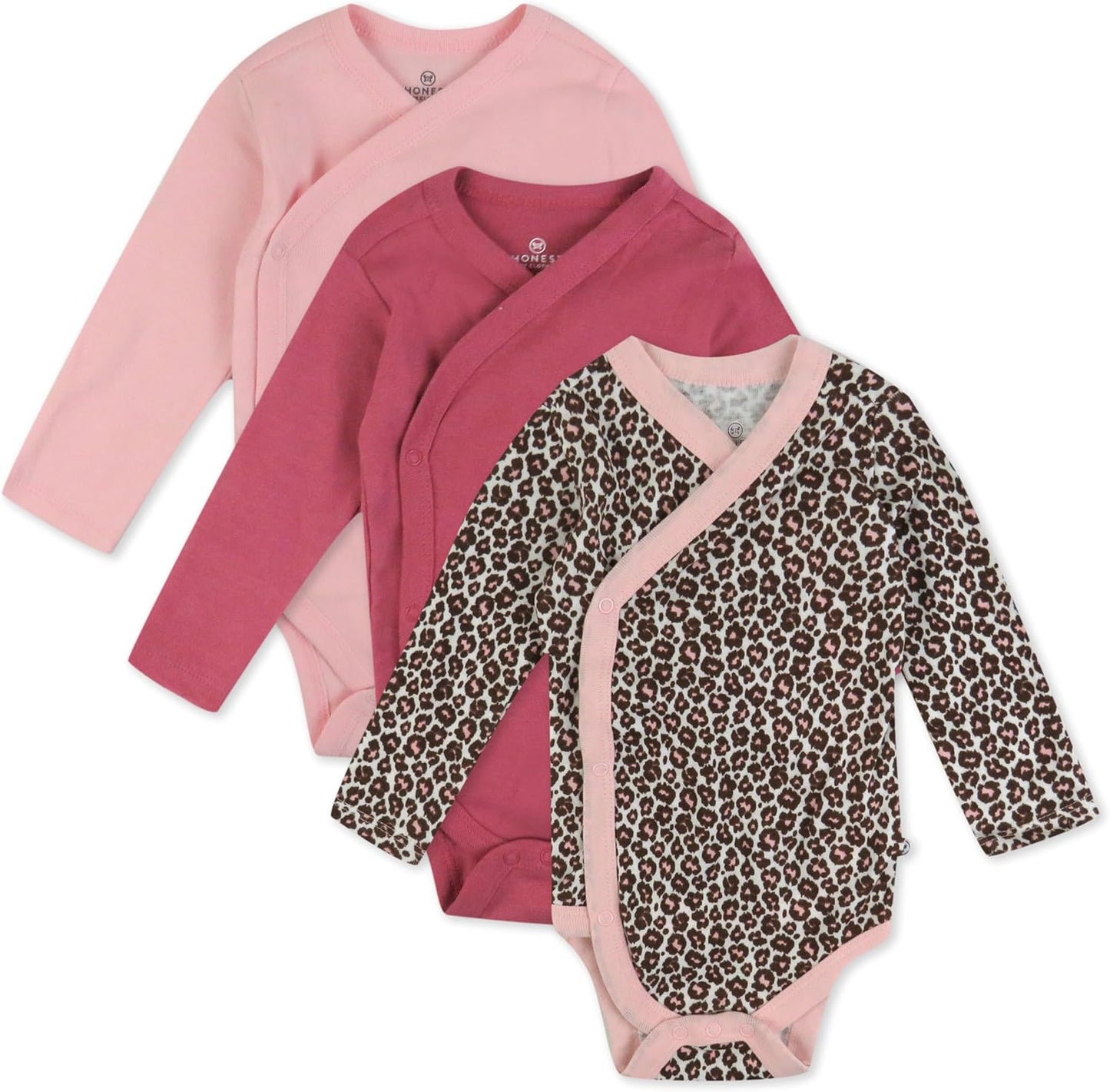 HonestBaby 3-Pack Long Sleeve Side-Snap Kimono Bodysuits