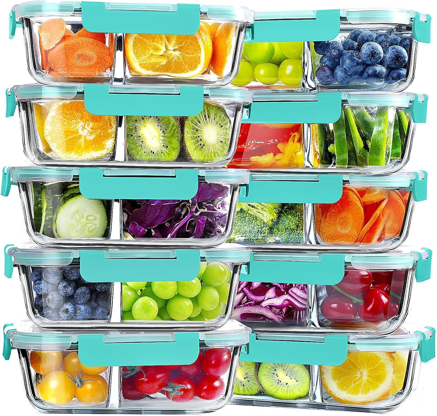 VERONES 10 Pack Glass Meal Prep Containers for Easy Storage