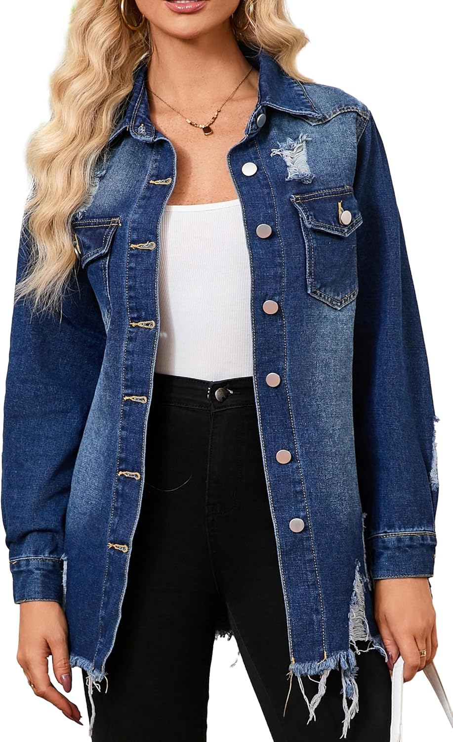 Classic Long Sleeve Denim Jacket for Women - Stylish Trucker Coat