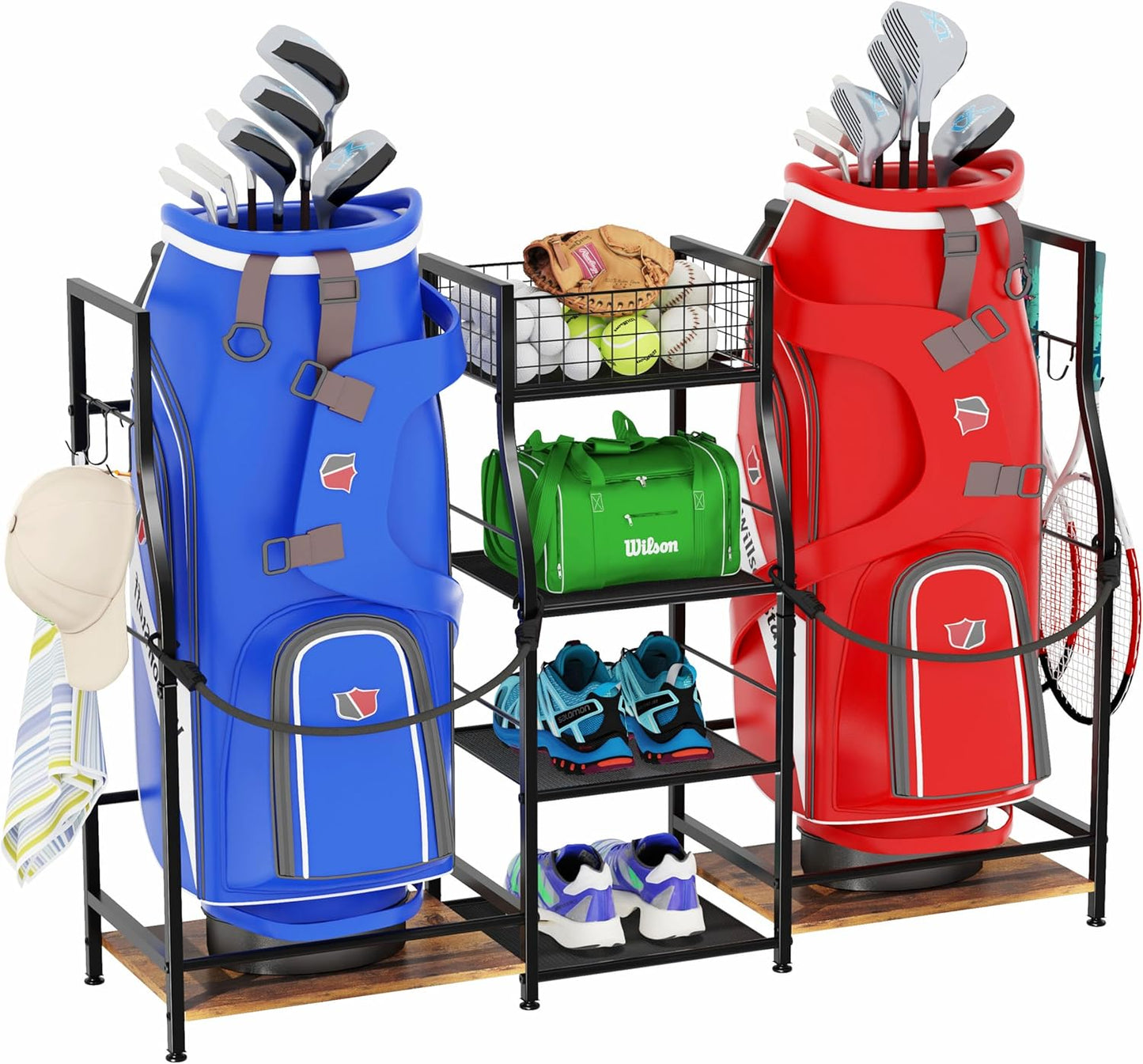 Golf Bag Storage Organizer for Garage with Spacious Rack