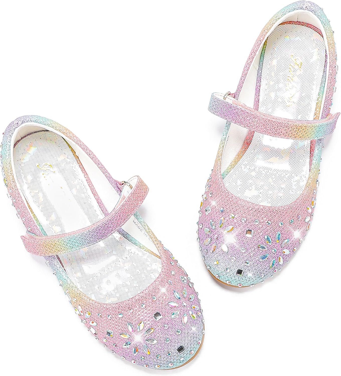 Furdeour Girls Dress Shoes Mary Jane Flower Wedding Party Flats