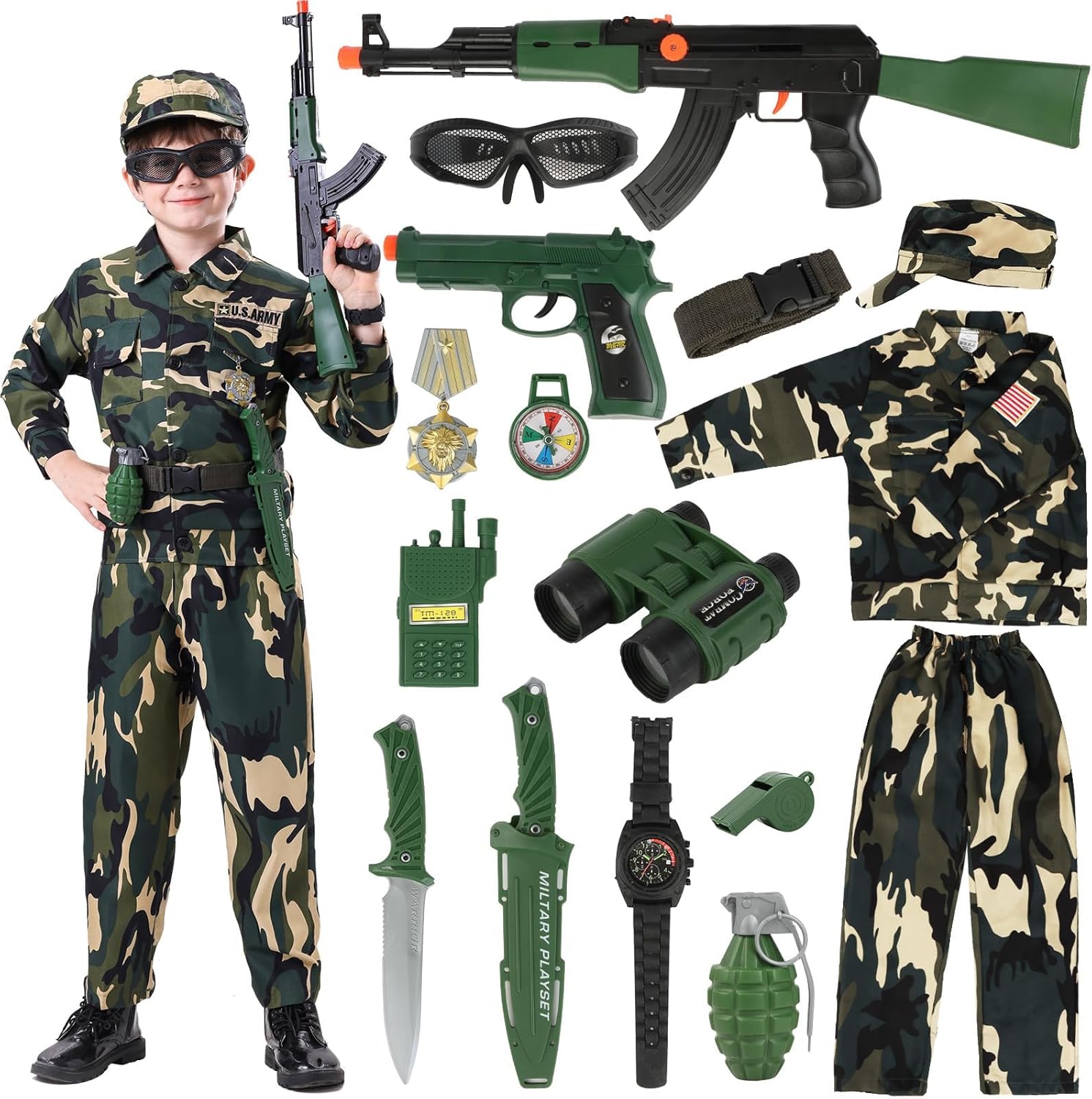Army Costume for Boys with Accessories for Halloween Fun