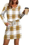 Fall Dresses for Women V Neck Long Sleeve Tie Front - Casual A-Line