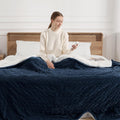 Electric Blanket Full Size Heated Blanket - Striped Flannel & Sherpa