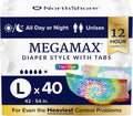 NorthShore MegaMax Adult Overnight Diapers, 12-Hour Tab-Style - Large