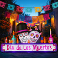 DomKom 8FT Halloween Inflatable Dia de Los Muertos Catrina Skulls