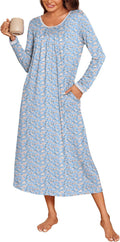 Ekouaer Long Nightgown for Women Long Sleeve Sleepshirt - Cozy, Soft