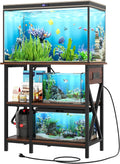 10-29-37 Gallon Fish Tank Stand with Power Outlet - Rustic Brown