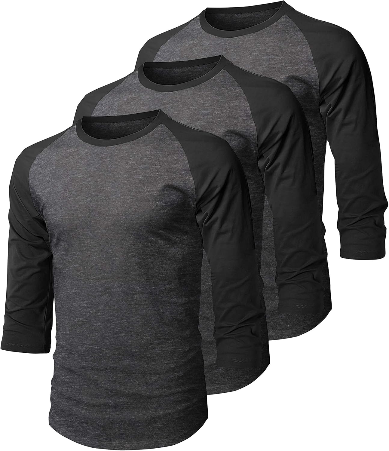 Mens Vintage Baseball Raglan 3/4 Sleeve Casual Tee for Comfort
