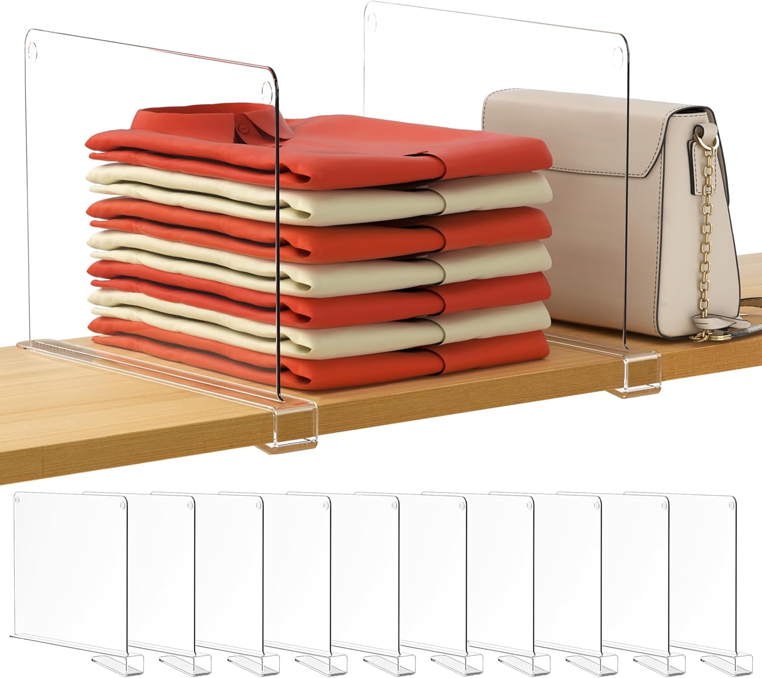 HBlife Clear Acrylic Shelf Dividers for Closet Organization
