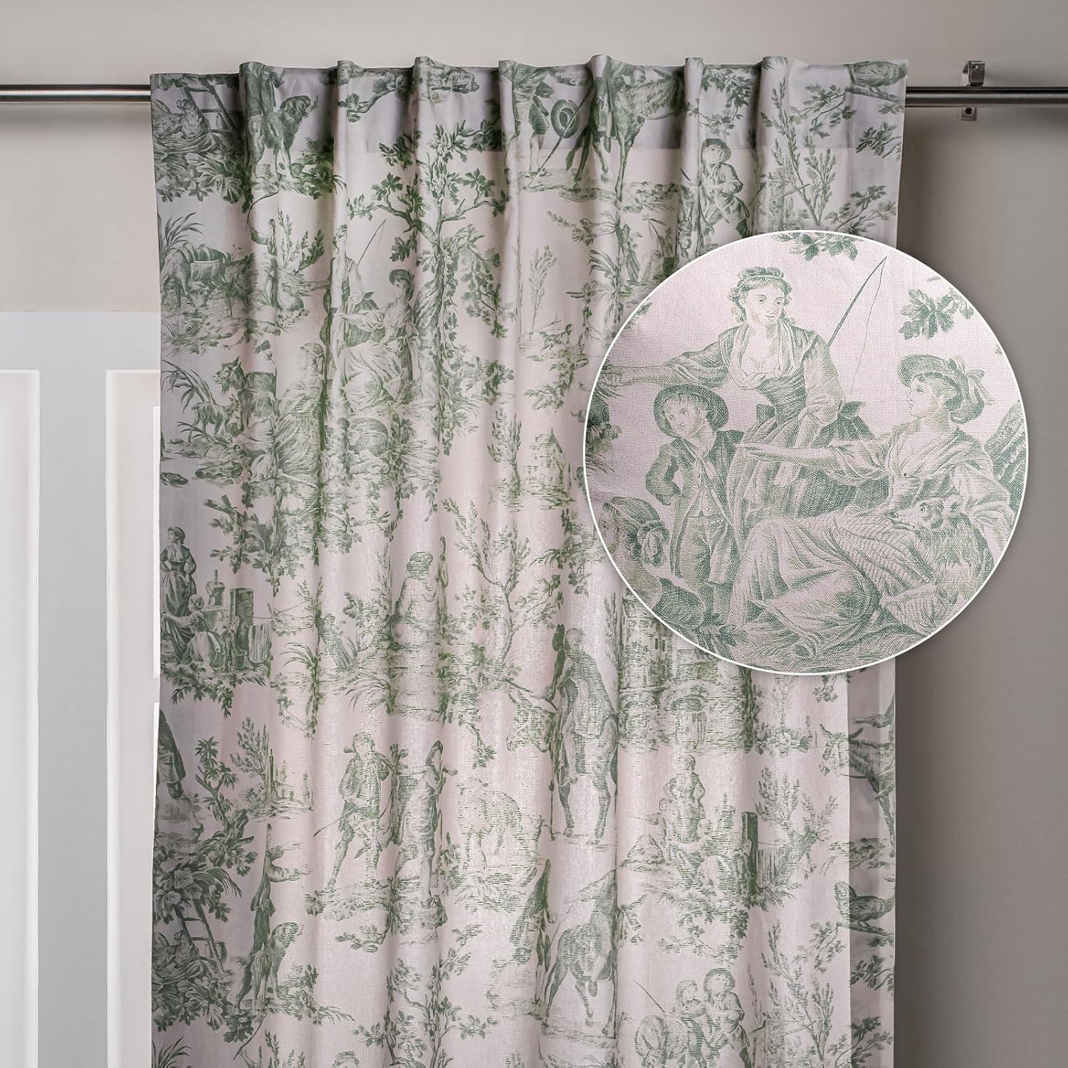Elegant 100% Cotton Toile Curtains for Living Room and Bedroom