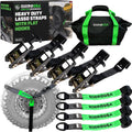 Car Tie Down Straps with Flat Hooks 4 Pack 2in x 8ft - Heavy Duty