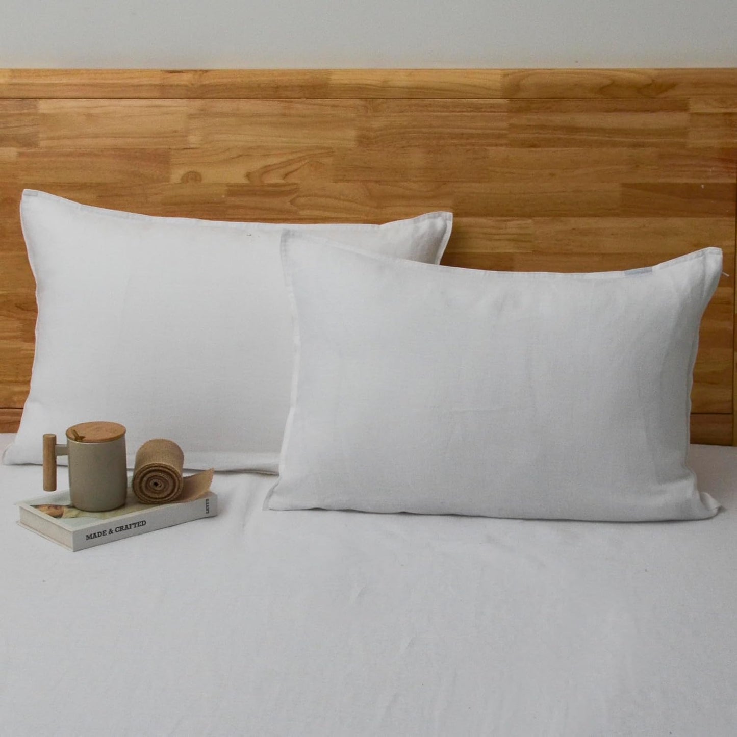 100% Linen Pillow Cases Set of 2 for Standard and Queen Pillows