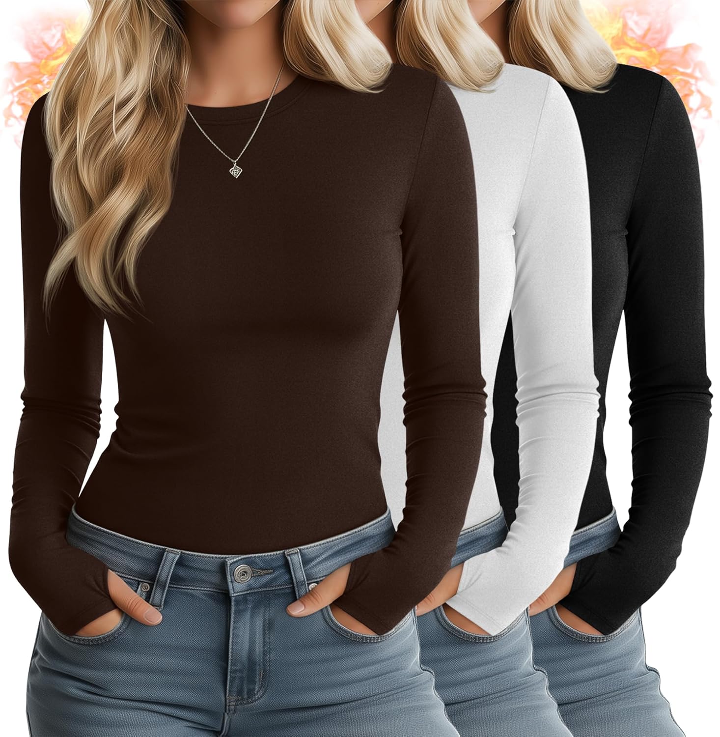 Huukeay Women's Thermal Shirts with Thumb Holes for Comfort