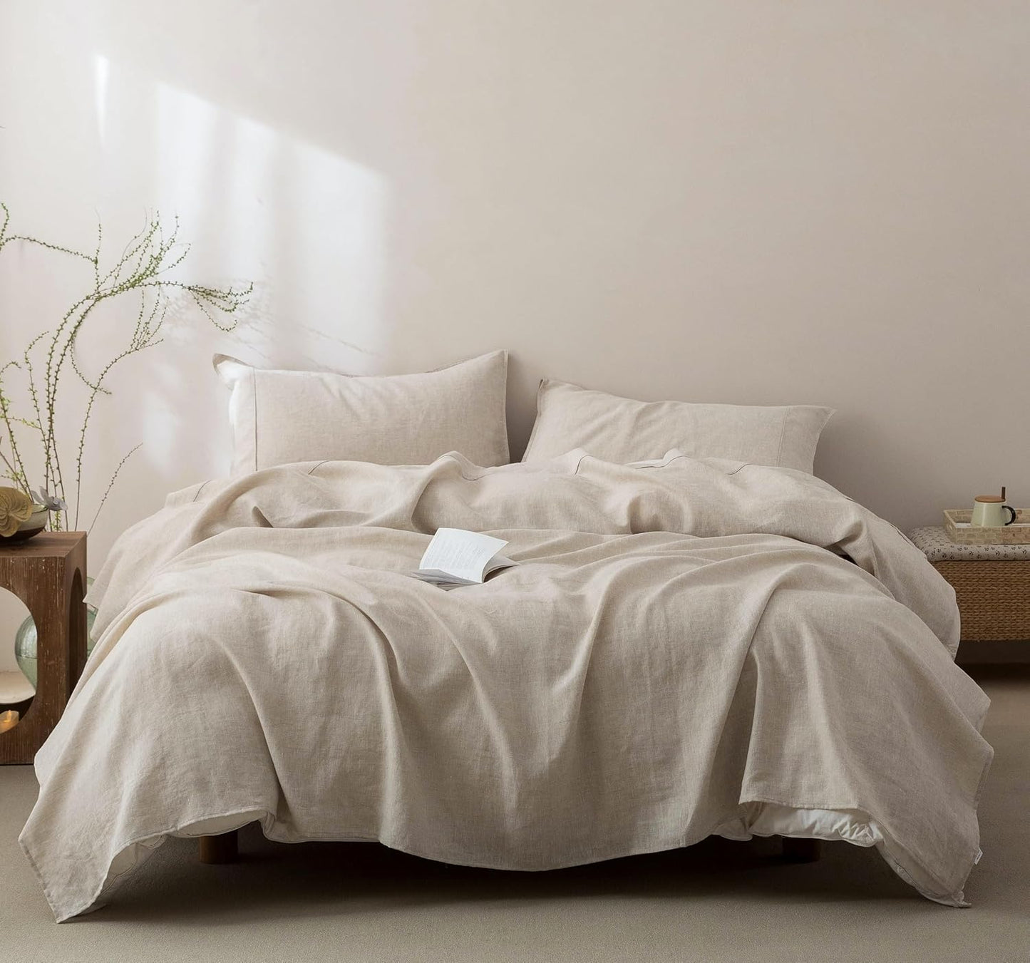 Talasily 100% French Pure Linen Sheets Set for King Size Beds