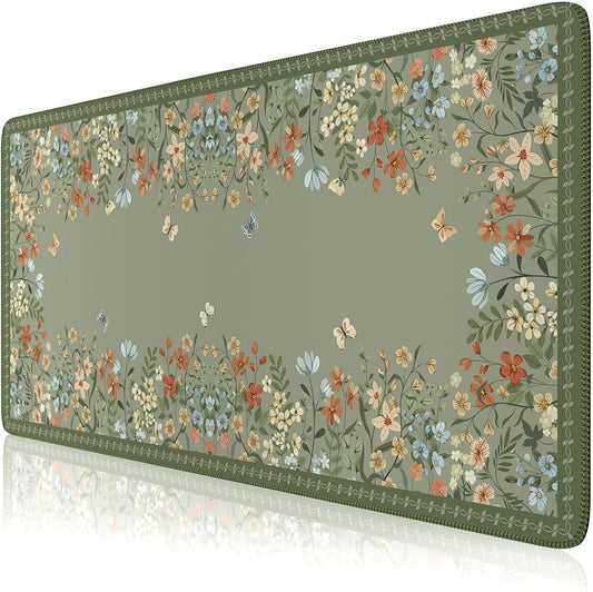 HAOCOO XL Floral Desk Mat - Non-Slip & Waterproof